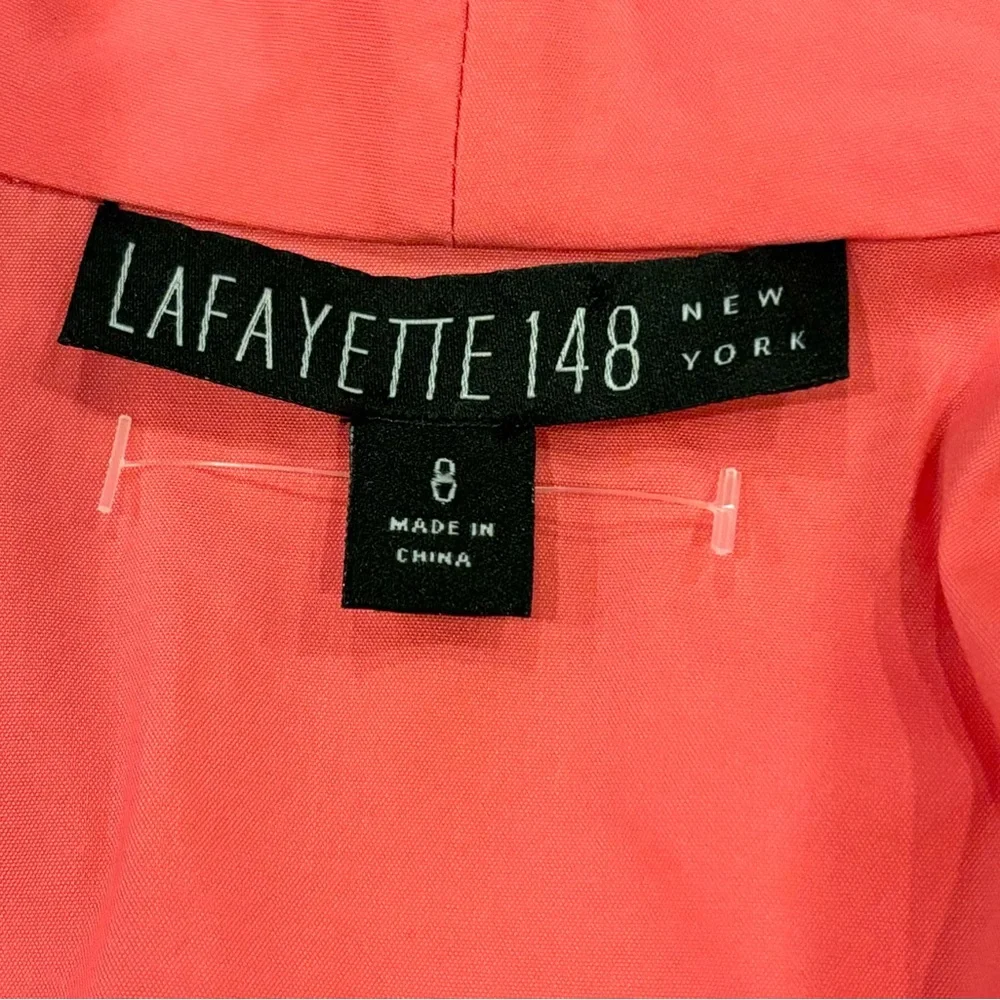 NEW LAFAYETTE 148 NY 8 MEDIUM SLEEVELESS COTTON STRETCH SHIRT CORAL STITCH YOKE - Picture 7 of 11